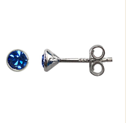 Sterling Silver Birthstone Crystal Stud Earrings - Beautiful Keepsakes