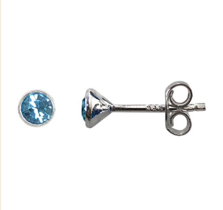Sterling Silver Birthstone Crystal Stud Earrings - Beautiful Keepsakes