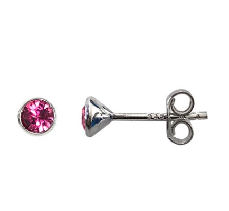 Sterling Silver Birthstone Crystal Stud Earrings - Beautiful Keepsakes