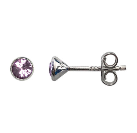 Sterling Silver Birthstone Crystal Stud Earrings - Beautiful Keepsakes
