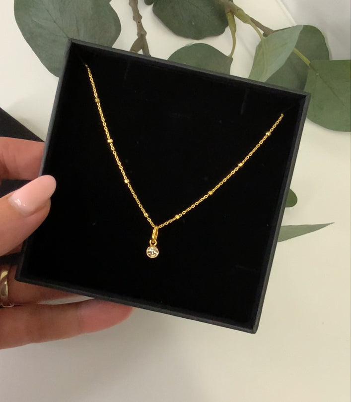 Gold Satellite Birthstone Necklace - Beautiful Keepsakes