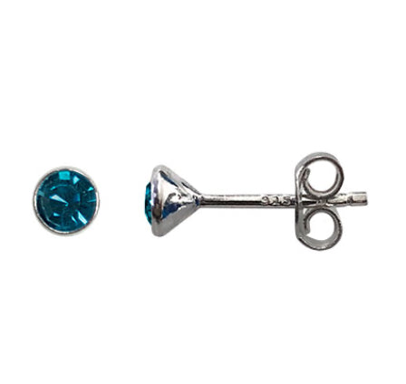 Sterling Silver Birthstone Crystal Stud Earrings - Beautiful Keepsakes