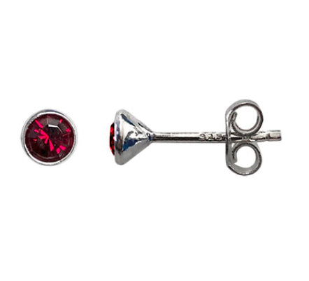 Sterling Silver Birthstone Crystal Stud Earrings - Beautiful Keepsakes