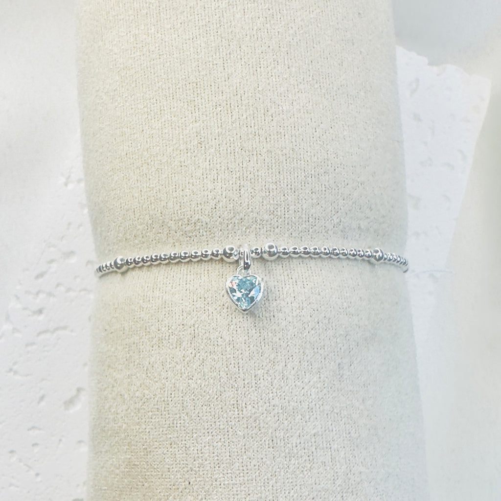 Satellite Birthstone Heart Bracelet | Sterling Silver - Beautiful Keepsakes