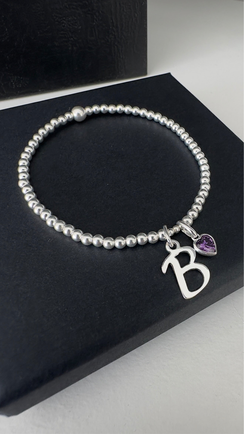 Personalised Initial Birthstone Heart Bracelet | Sterling Silver - Beautiful Keepsakes