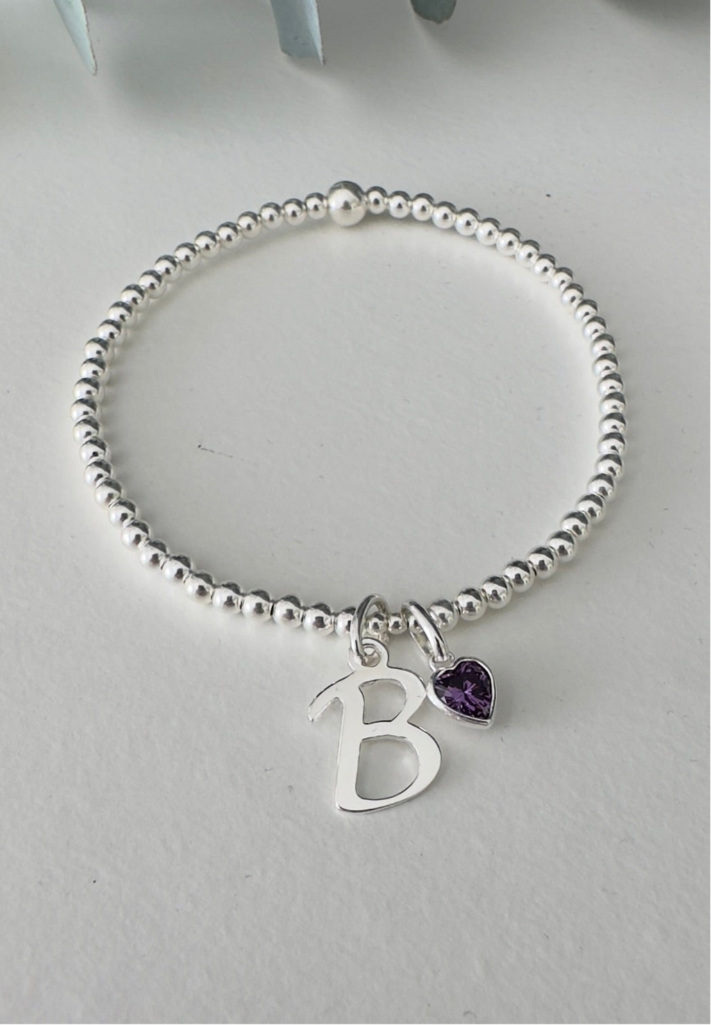Personalised Initial Birthstone Heart Bracelet | Sterling Silver - Beautiful Keepsakes