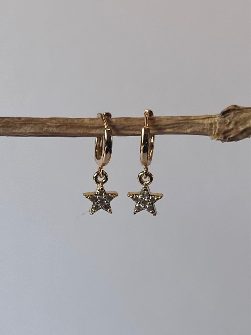 CZ Star Huggie Hoops | Gold Plated - Beautiful Keepsakes
