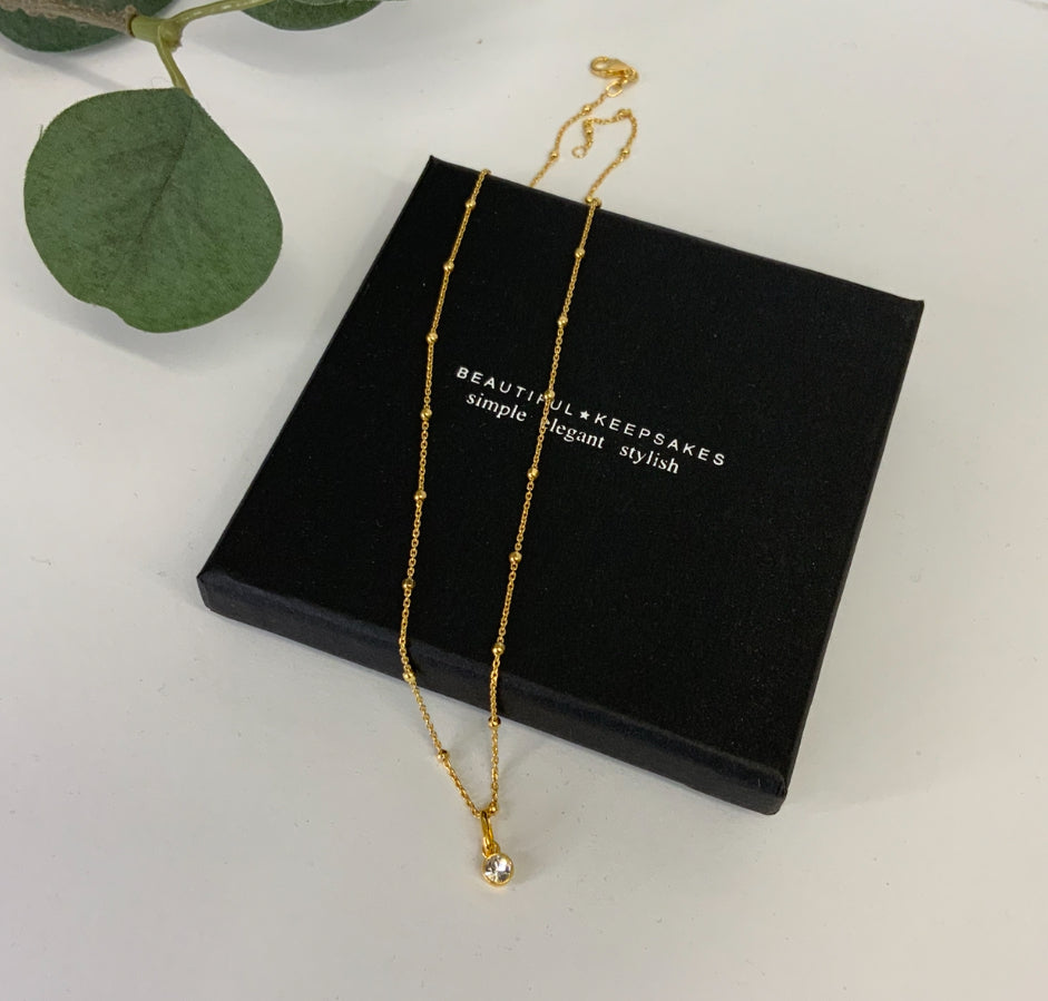 Gold Satellite Birthstone Necklace - Beautiful Keepsakes