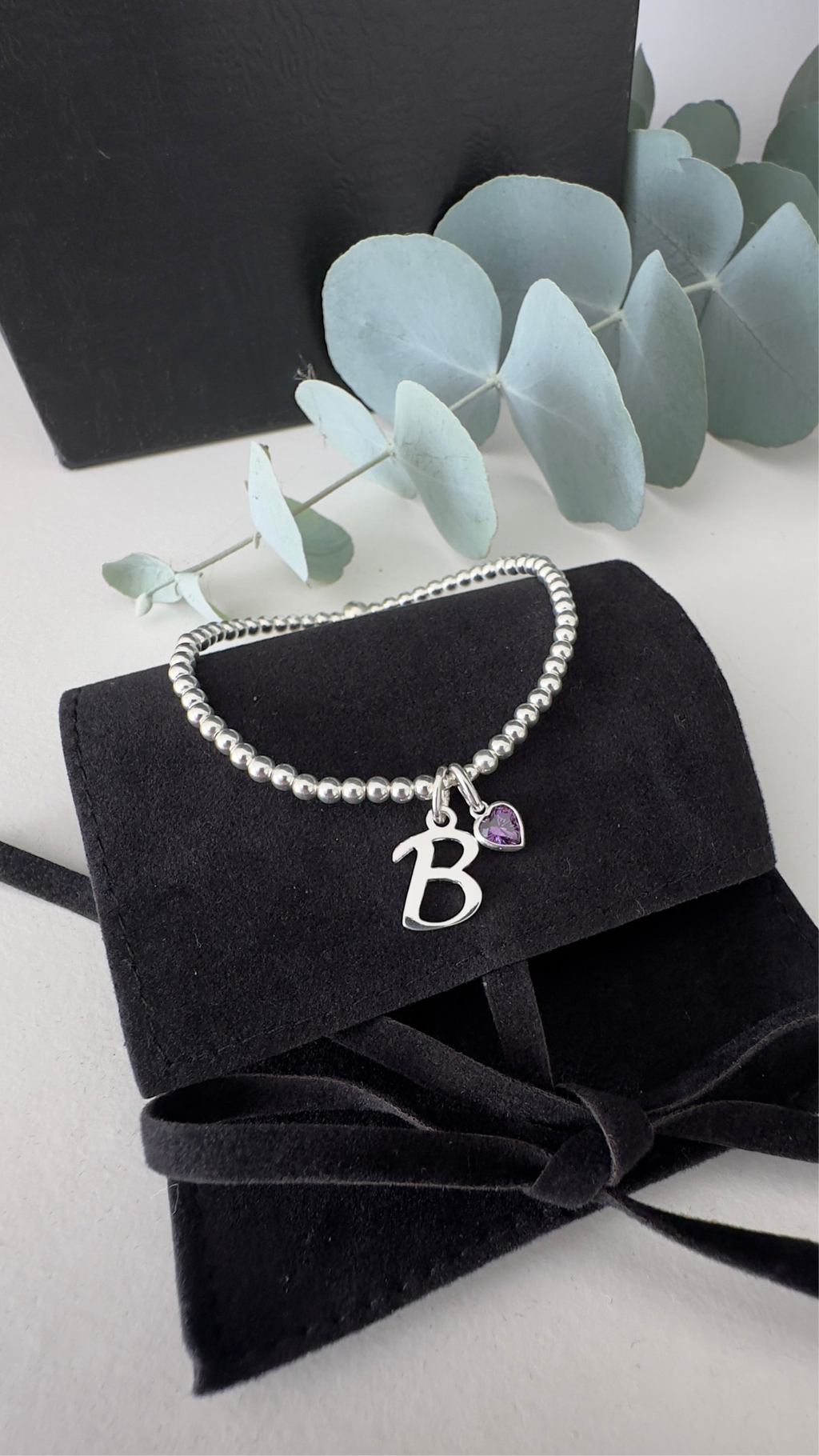 Personalised Initial Birthstone Heart Bracelet | Sterling Silver - Beautiful Keepsakes