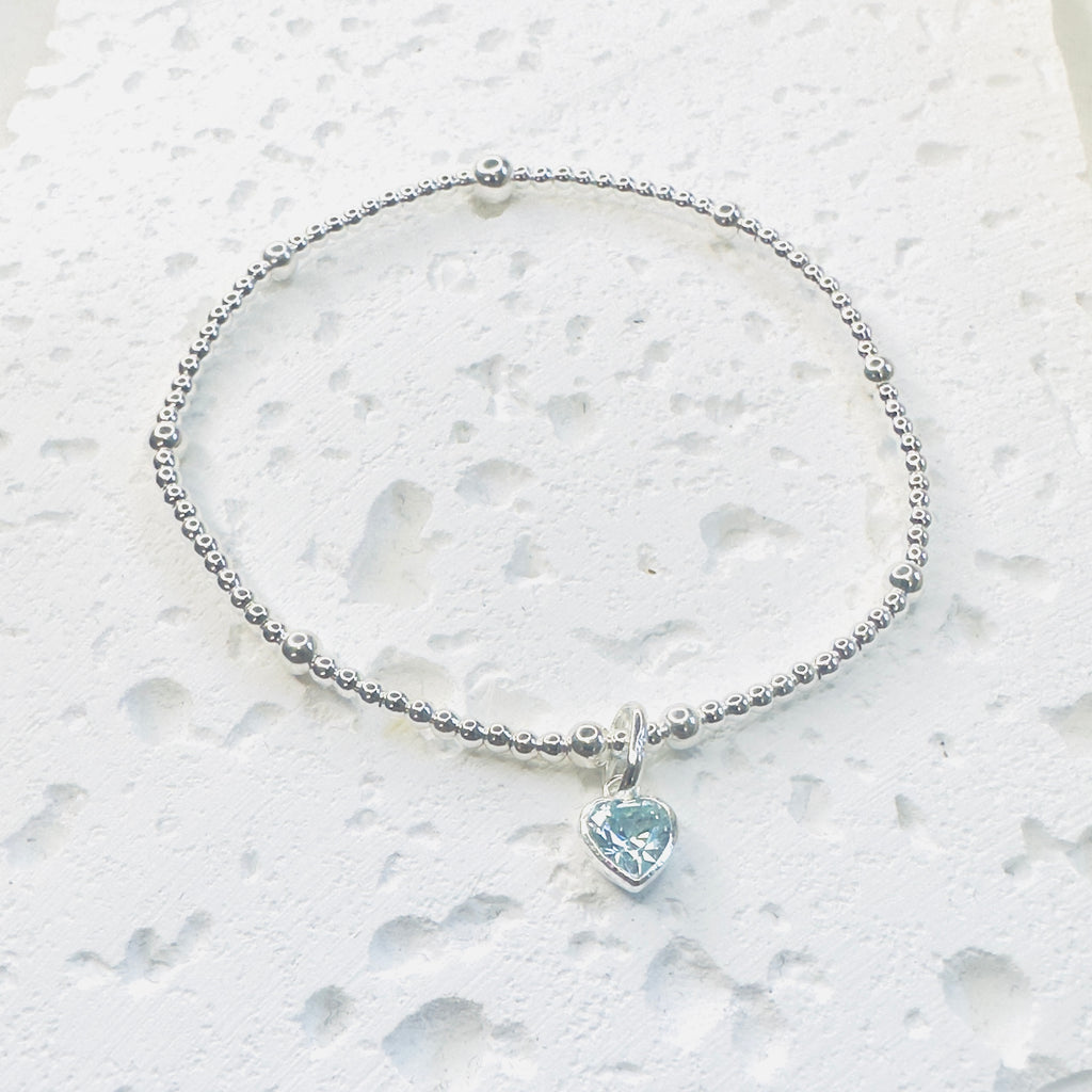 Satellite Birthstone Heart Bracelet | Sterling Silver - Beautiful Keepsakes
