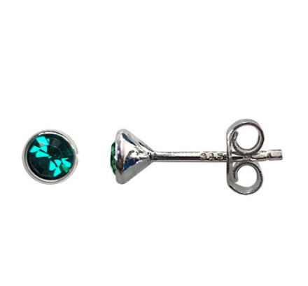 Sterling Silver Birthstone Crystal Stud Earrings - Beautiful Keepsakes