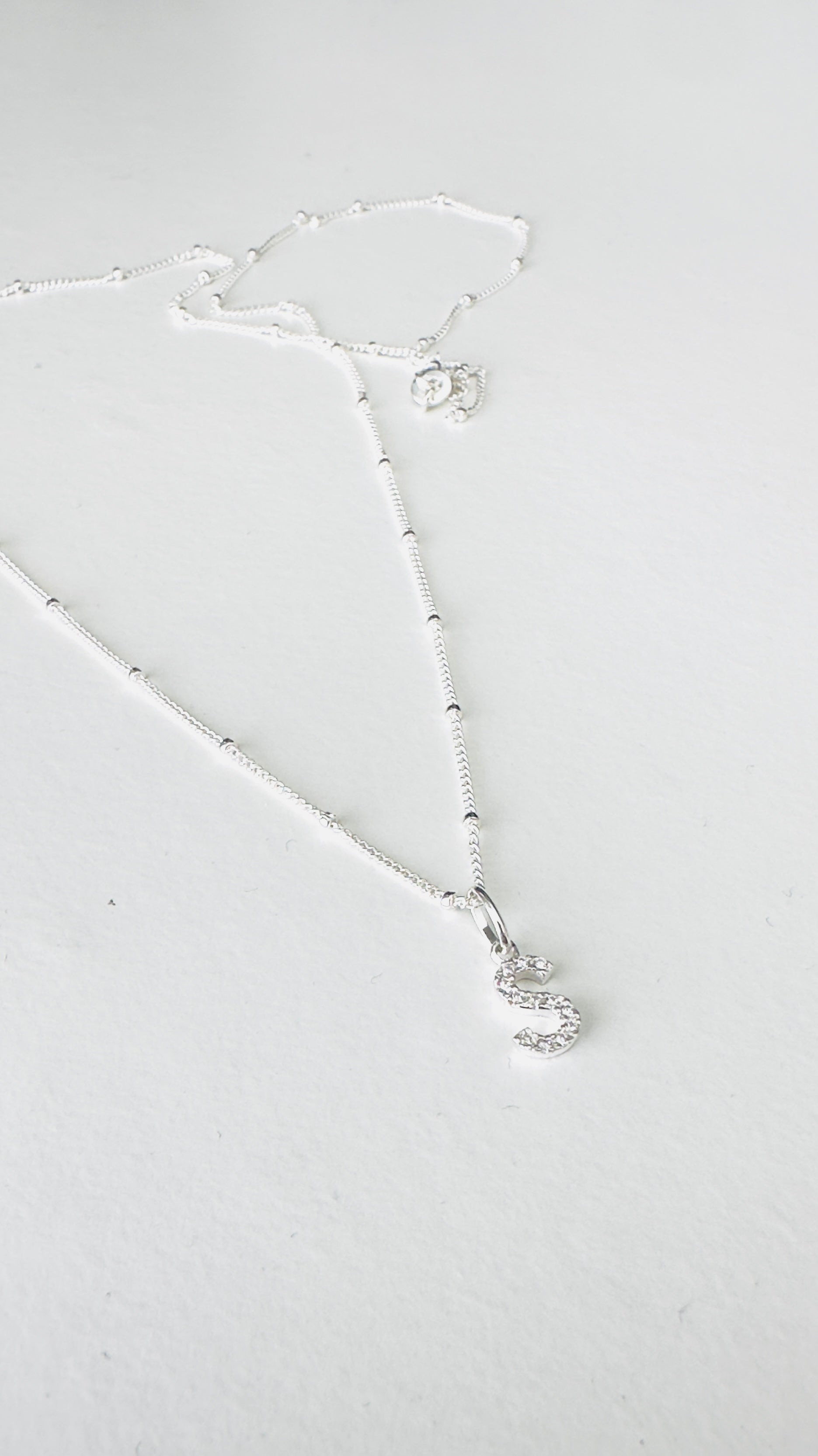 Diamanté Initial Necklace | Sterling Silver - Beautiful Keepsakes