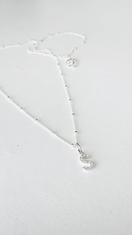 Diamanté Initial Necklace | Sterling Silver