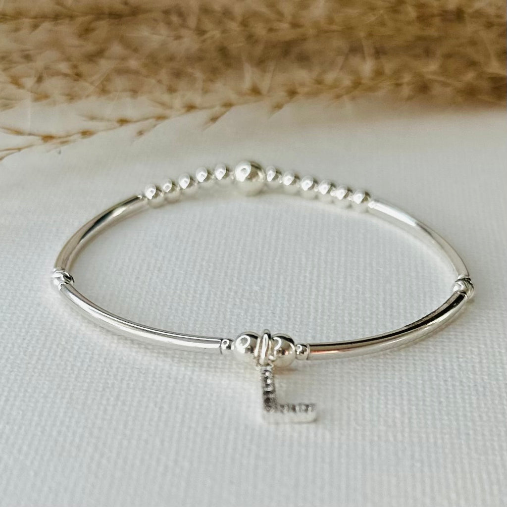 Diamanté Initial Bangle Bracelet - Beautiful Keepsakes