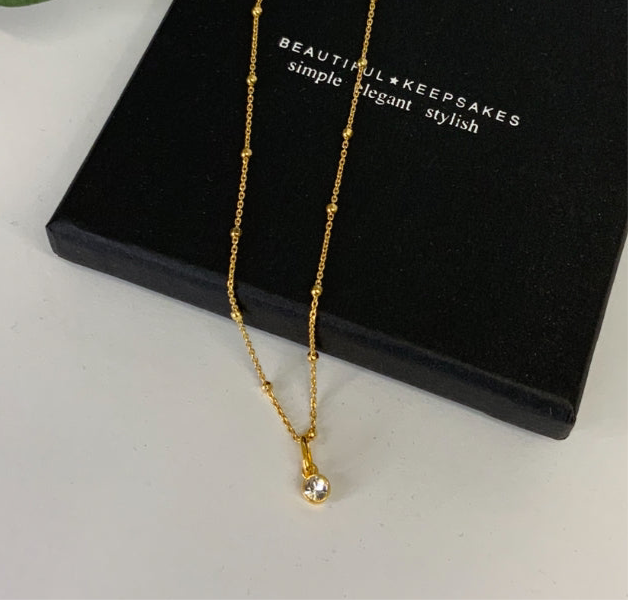 Gold Satellite Birthstone Necklace - Beautiful Keepsakes