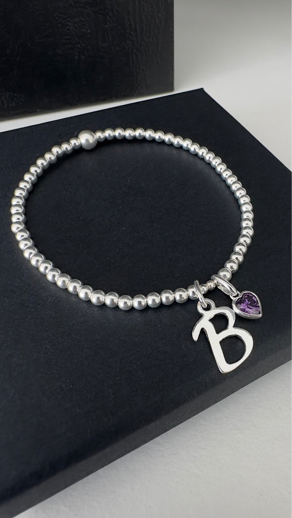 Personalised Initial Birthstone Heart Bracelet | Sterling Silver - Beautiful Keepsakes