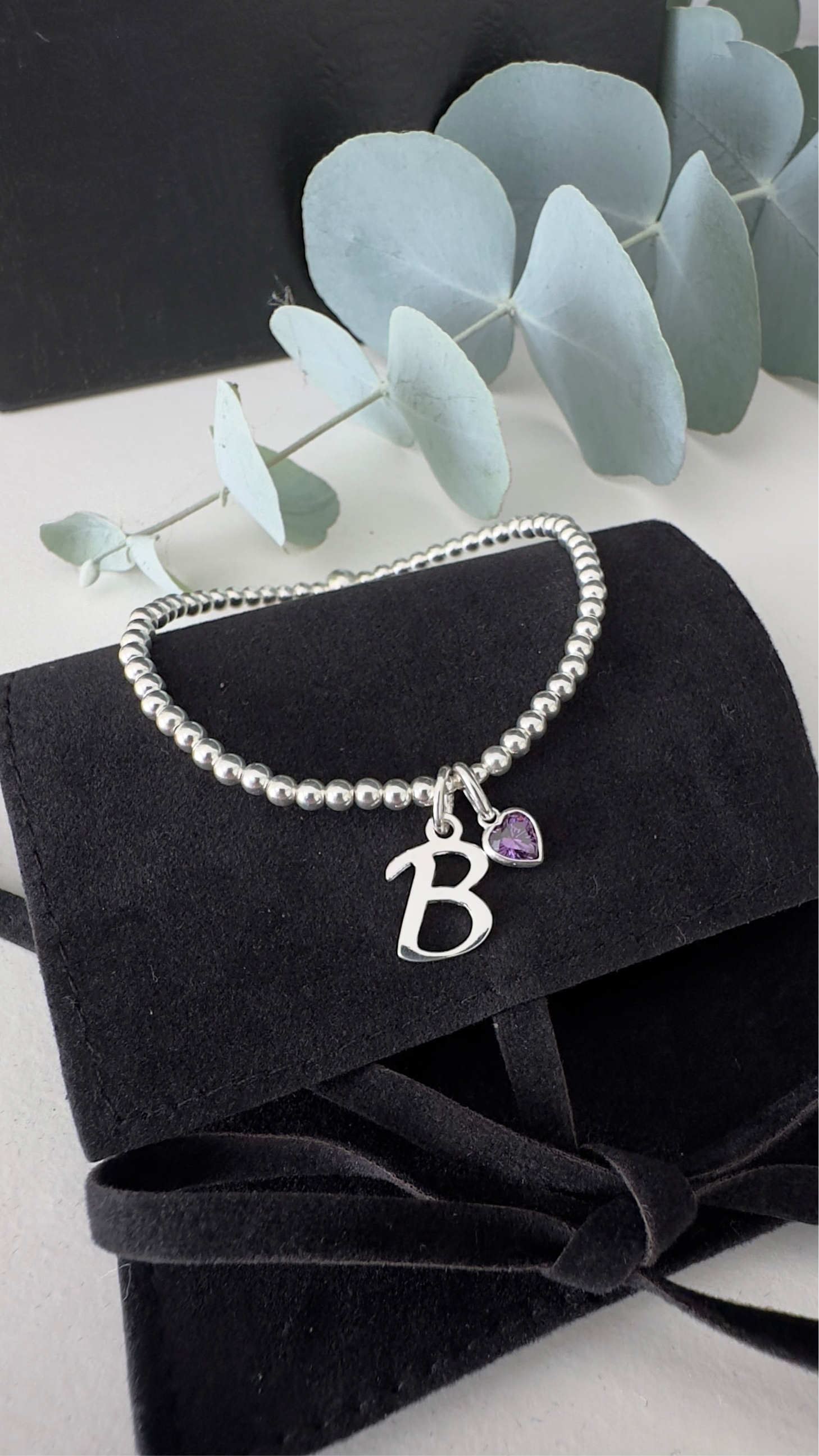 Personalised Initial Birthstone Heart Bracelet | Sterling Silver - Beautiful Keepsakes