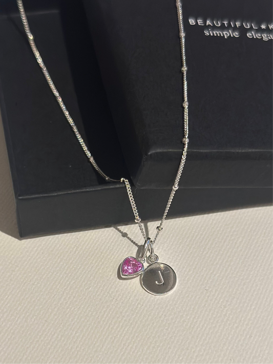 Personalised Birthstone Heart Necklace | Sterling Silver