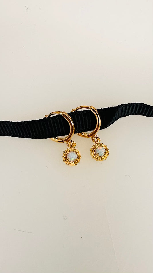 Opal Huggie Hoops | Gold Plated