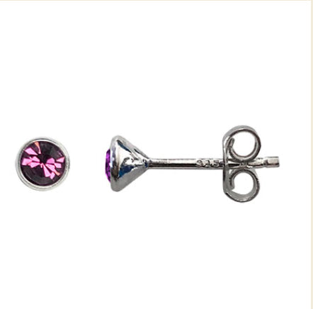 Sterling Silver Birthstone Crystal Stud Earrings - Beautiful Keepsakes