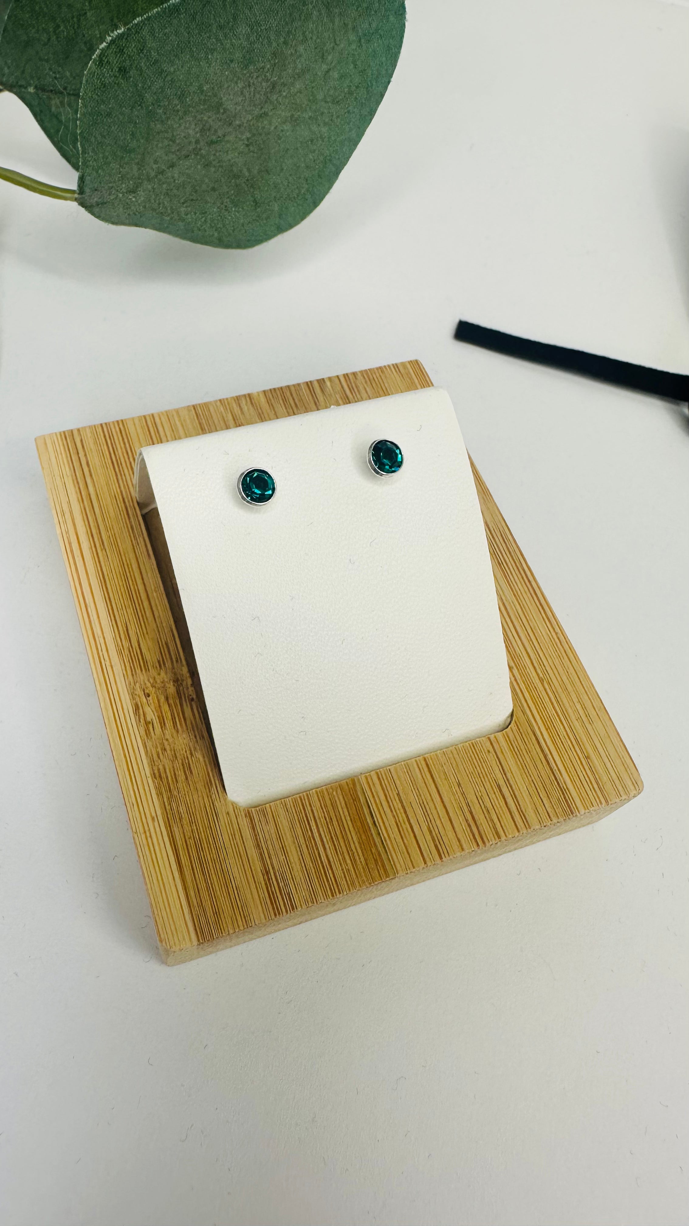 Sterling Silver Birthstone Crystal Stud Earrings - Beautiful Keepsakes