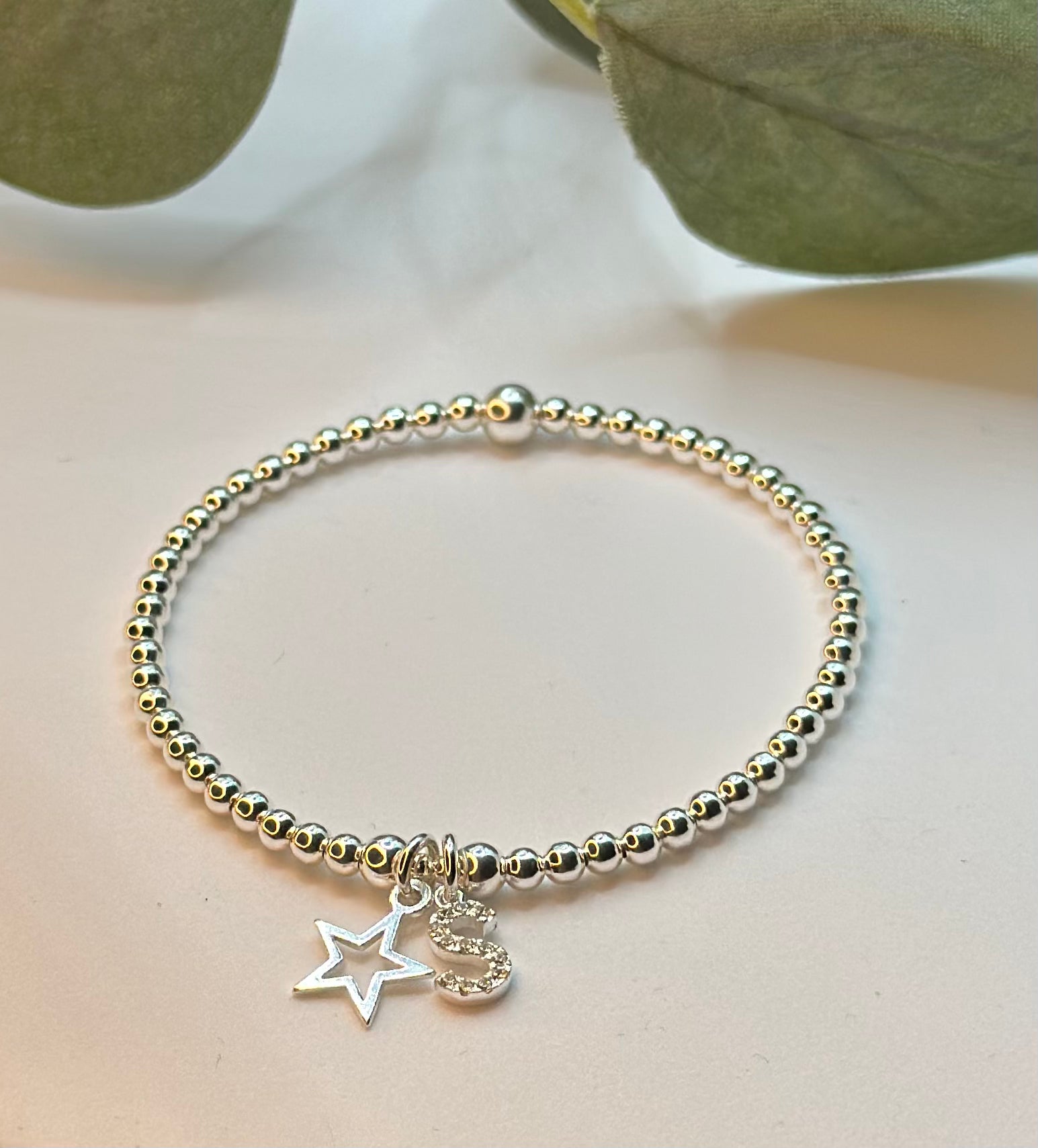 Personalised Gold Sterling Silver Star Bead outlet Bracelet - Hand-Stamped