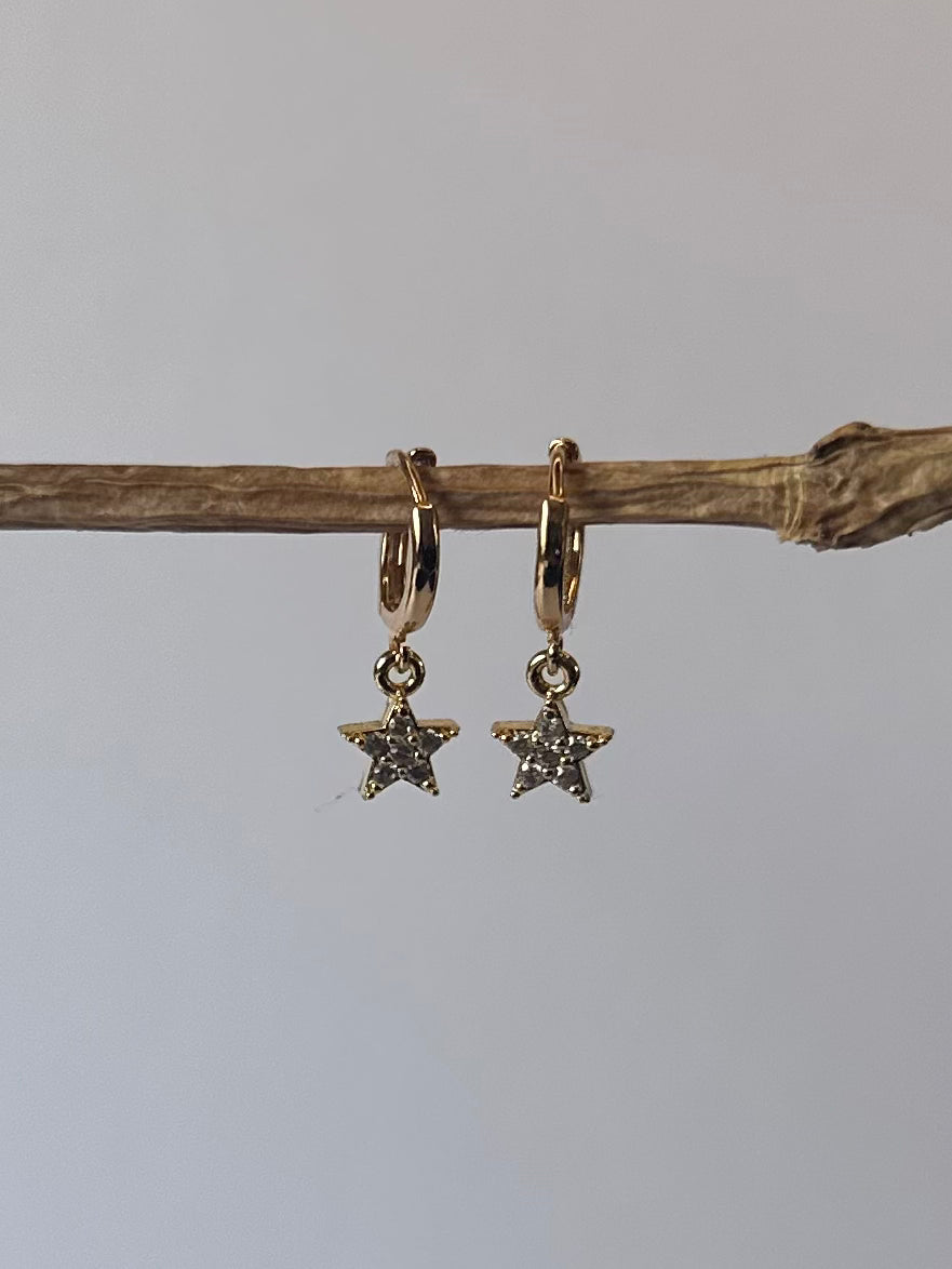 CZ Star Huggie Hoops | Gold Plated - Beautiful Keepsakes