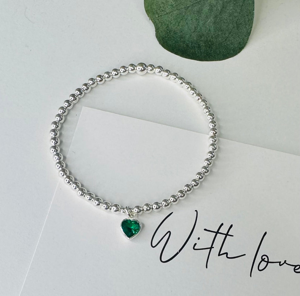 Birthstone Heart Bracelet | Sterling Silver - Beautiful Keepsakes