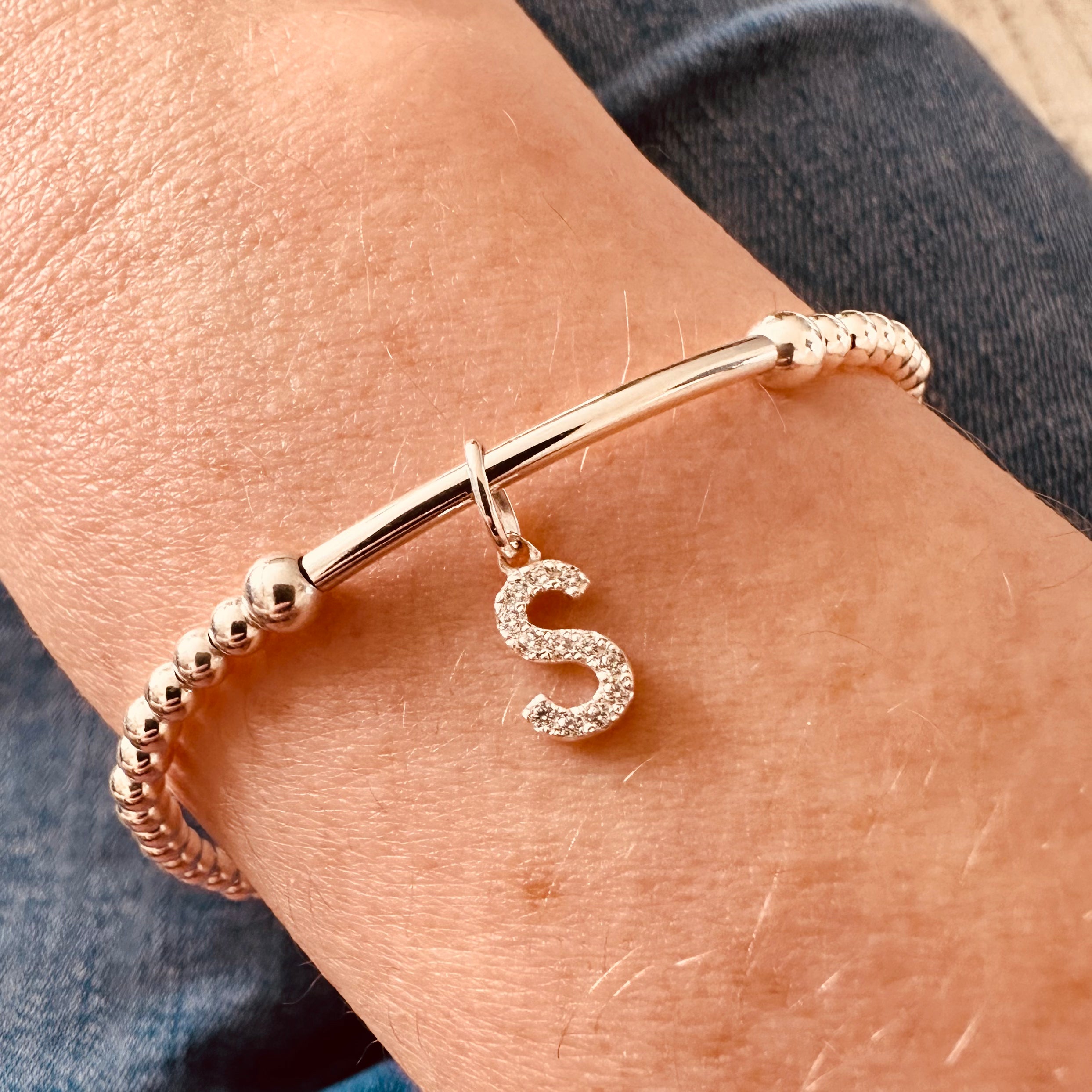 Dolly Diamanté Initial Bracelet - Beautiful Keepsakes