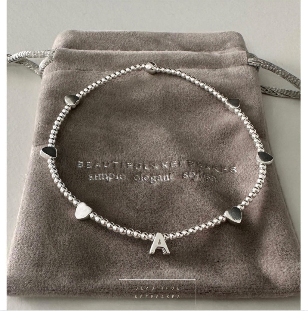 Personalised Heart Initial Duo Bracelet Set - Beautiful Keepsakes