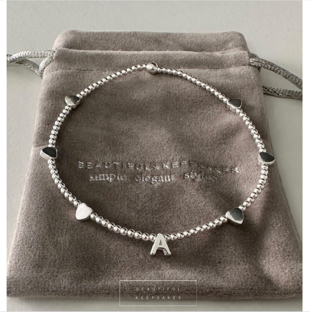 Personalised Heart Initial Duo Bracelet Set - Beautiful Keepsakes