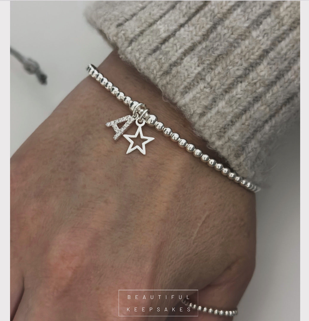 Diamanté Initial & Star Bracelet - Beautiful Keepsakes