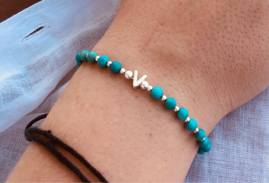 Initial Turquoise Bracelet - Beautiful Keepsakes