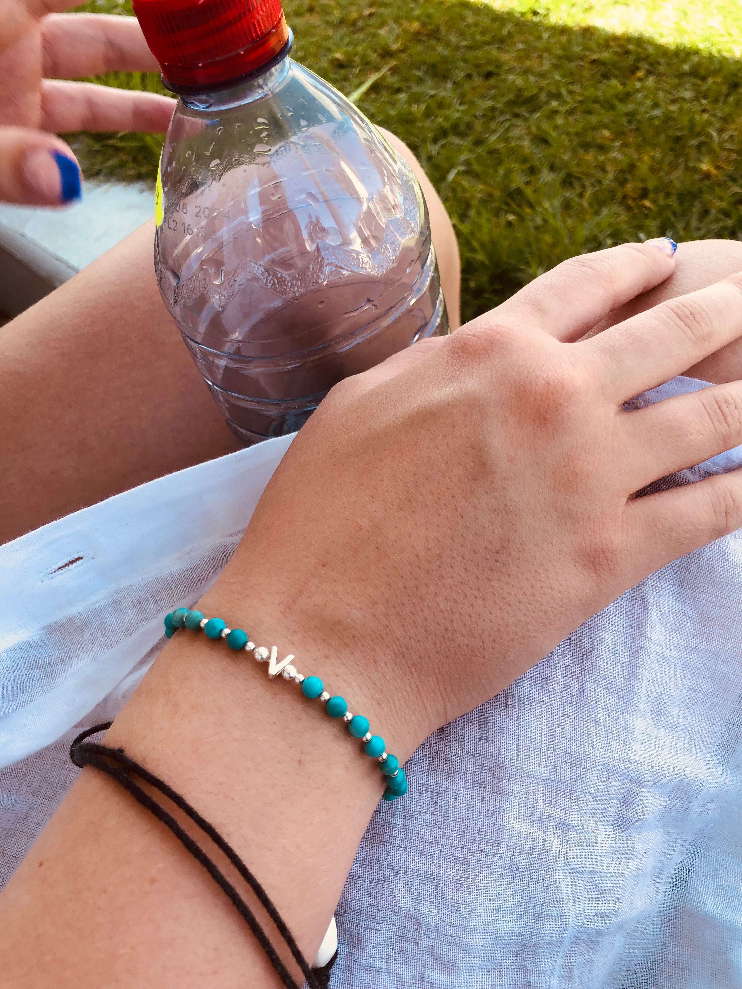 Initial Turquoise Bracelet - Beautiful Keepsakes