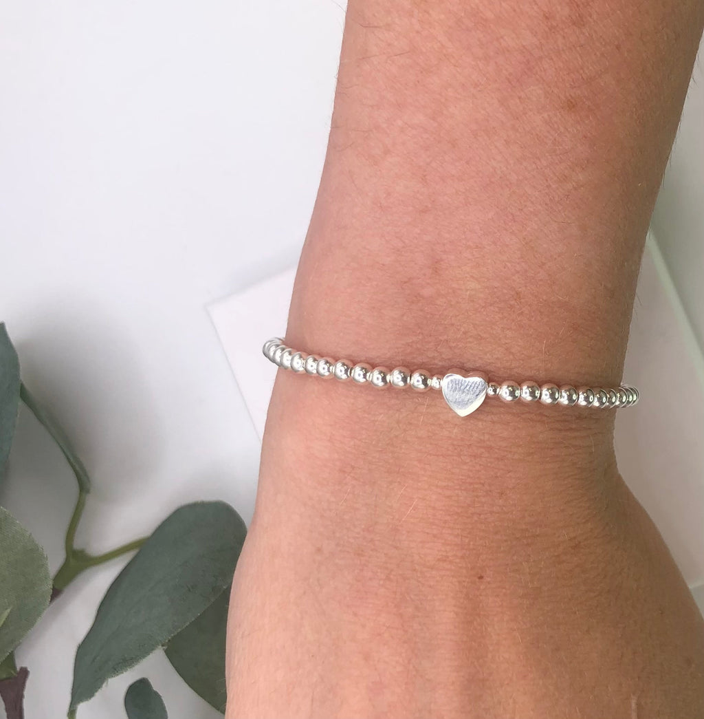 3mm Solid Heart Sterling Silver Bracelet Beautiful Keepsakes